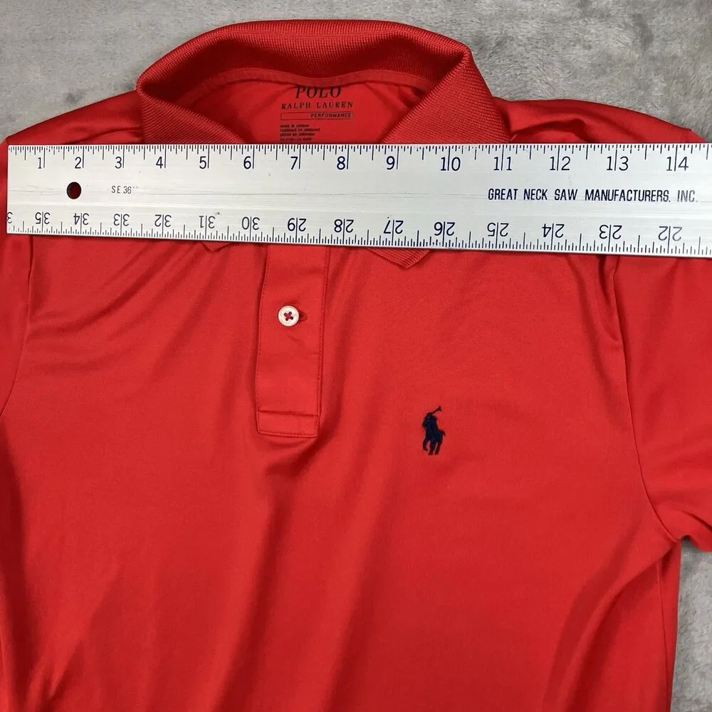 Polo Ralph Lauren Polo Shirt Boys M Red Stretch Short Sleeve Pony Performance